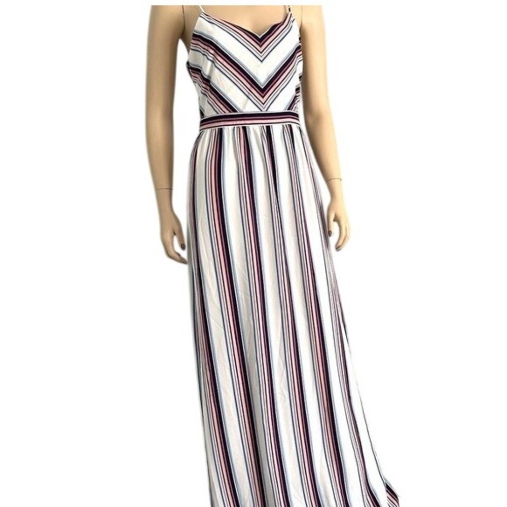 Charles Henry Nordstrom striped maxi slip dress sundress white pink blue small